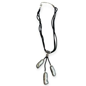 Baroque Pearl and Crystals Sterling Silver Necklace